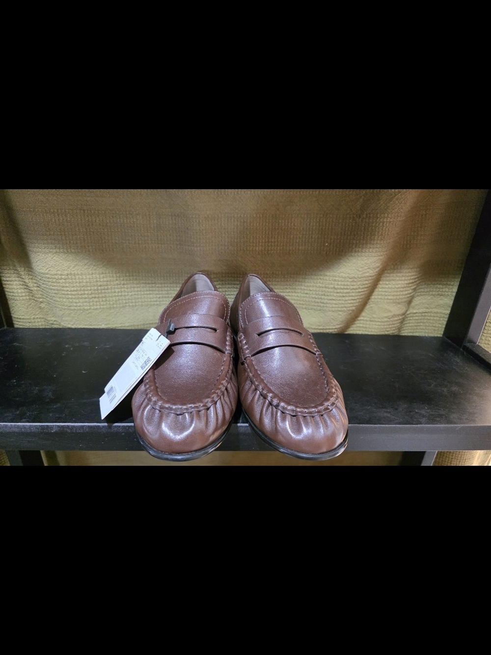 Mango Brown Leather Penny Loafers for Women